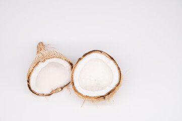 Coconut, Cracked open with white background