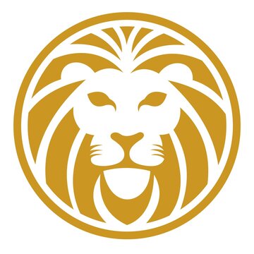 Lion head circle logo template vector icon