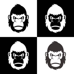 Head Gorilla Logo Design Illustration - Vector