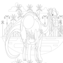 Spinosaurus Dinosaur. Dino Coloring Pages. Animal coloring book pages for Adults.