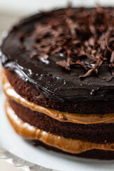 Three layer filling chocolate cake