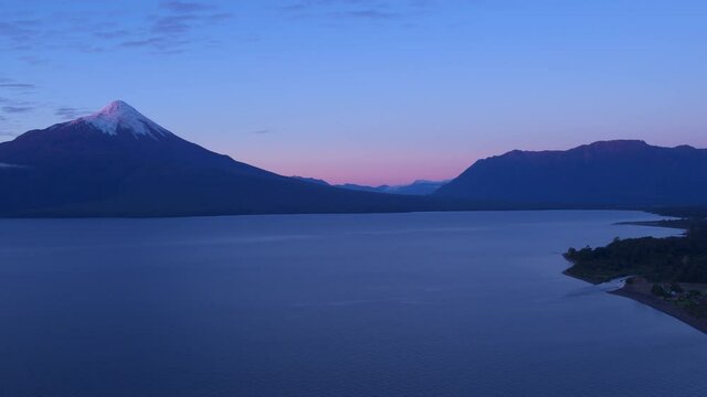 Aerial video with drone of Ensenada in the commune of Puerto Varas. You can see the Llanquihue lake and the Osorno volcano. South of Chile