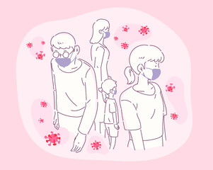 공기 중에 떠다니는 코로나 바이러스.
