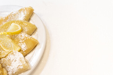 Lemon Crepes with Fruit Slices