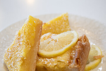 Lemon Bars Close Up on White