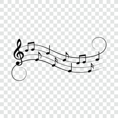Music notes, isolated, vector illustration.