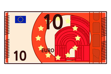 10 Euro banknote. Colored vector illustration.