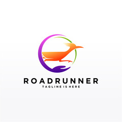 Roadrunner bird abstract minimal simple geometric logo design icon template silhouette isolated with white background