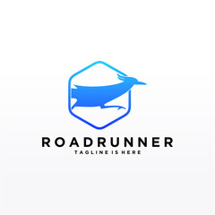 Roadrunner bird abstract minimal simple geometric logo design icon template silhouette isolated with white background