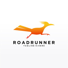 Roadrunner bird abstract minimal simple geometric logo design icon template silhouette isolated with white background