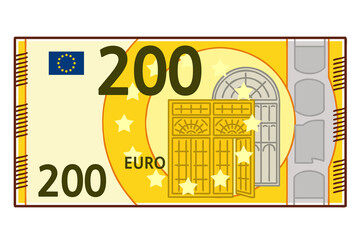 200 Euro banknote. Colored vector illustration.
