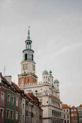 Fototapeta premium Colorful square in Poznan Poland with a church