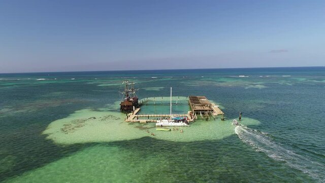 Aerial view of caribbean sea and reef, Punta Cana, Dominican Republic