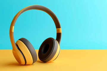 3d render of headphones image in minimal style