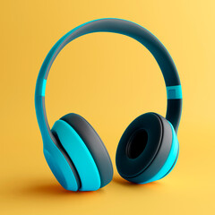 3d render of headphones image in minimal style