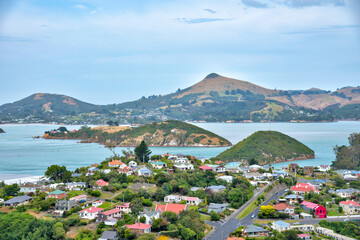 Aerial view of Port Chalmers in New Zealand