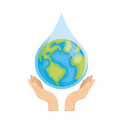 hands lifting earth planet water day