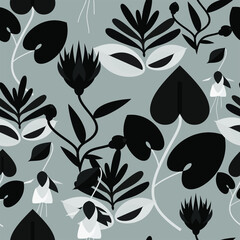 Cute Black And White Flower Pattern Seamless