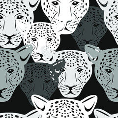 Cute Black And White Jaguar Pattern Seamless