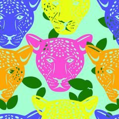Cute Jaguar Vector Pattern Seamless