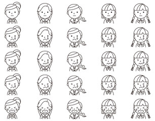 女子アイコン02（線画）