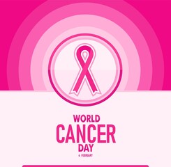 World Cancer Day. Cancer Awareness icon design for poster, banner, t-shirt.  4th February world Cancer Day vector illustration.