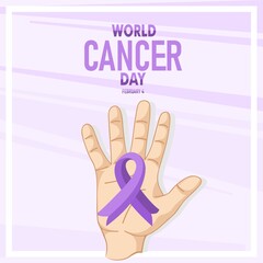 Fototapeta premium World Cancer Day. Cancer Awareness icon design for poster, banner, t-shirt. 4th February world Cancer Day vector illustration.