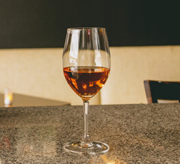 Wine Glass on Empty Bar