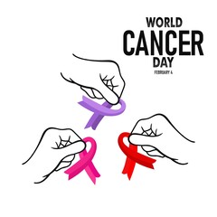 World Cancer Day. Cancer Awareness icon design for poster, banner, t-shirt.  4th February world Cancer Day vector illustration.