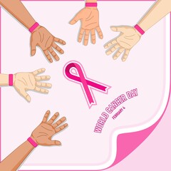 World Cancer Day. Cancer Awareness icon design for poster, banner, t-shirt.  4th February world Cancer Day vector illustration.