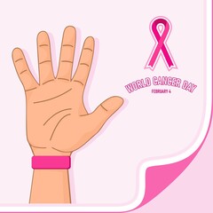 World Cancer Day. Cancer Awareness icon design for poster, banner, t-shirt.  4th February world Cancer Day vector illustration.