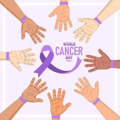 Obraz premium World Cancer Day. Cancer Awareness icon design for poster, banner, t-shirt. 4th February world Cancer Day vector illustration.