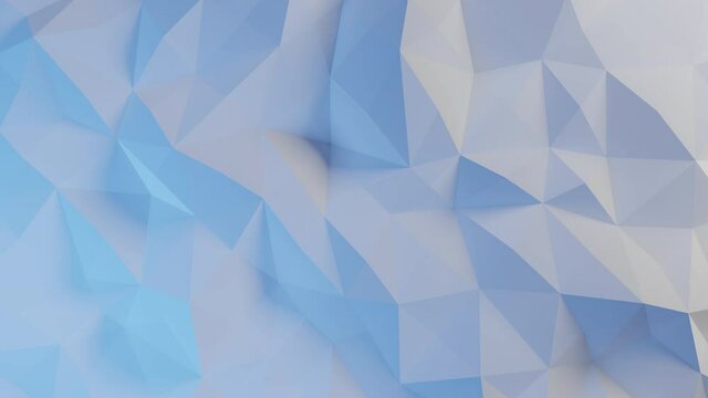abstract polygonal blue and white background with triangles. Looping wave 3d animation.