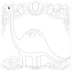 Coloring book for children with a dinosaur   in cartoon style, tyrannosaurus