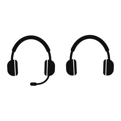 Headphone headset icon good for audio gadget, support, call center. Headphones with microphone. Headphones vector illustration on white isolated background.