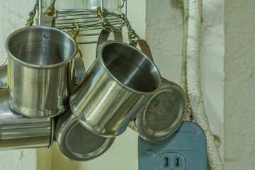 Old stainless steel coffee mugs