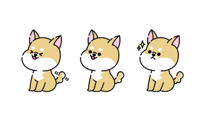 お座りする柴犬イラスト（ベクター）