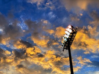 Football sunset in early fall