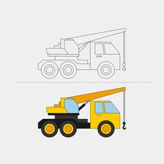 Design Vehicle Construction for Color Book Vector Illustration. EPS 10