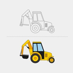 Design Vehicle Construction for Color Book Vector Illustration. EPS 10