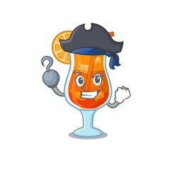 Mai tai cocktail cartoon design in a Pirate character with one hook hand