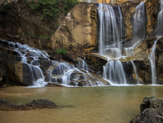 Waterfall found in tropical rainforest in malaysia