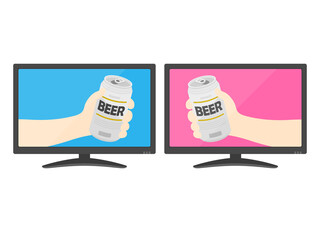 オンライン飲み会をするイラスト