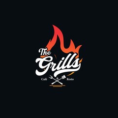 Grill Vintage Logo Design Vector