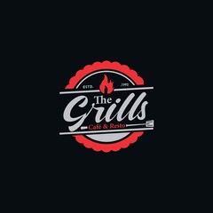 Grill Vintage Logo Design Vector