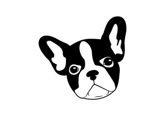 Cute Two Tone French Bulldog Black & White Logo Vector