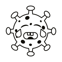 covid19 particle crying emoticon character