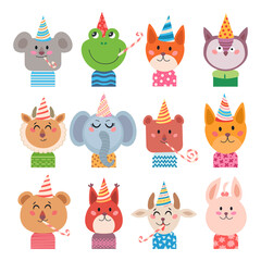 Set of cartoon animals for baby card