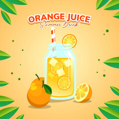 orange juice summer drink vector