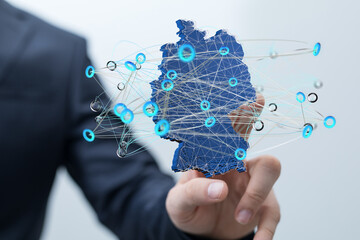 Abstract of germany map network in hand